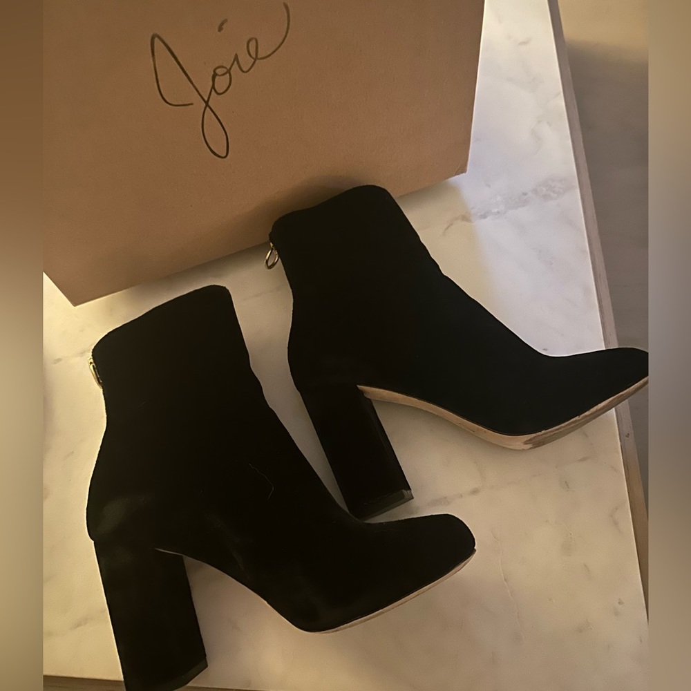 JOIE SALEEMA Velvet Black Block Heeled Booties